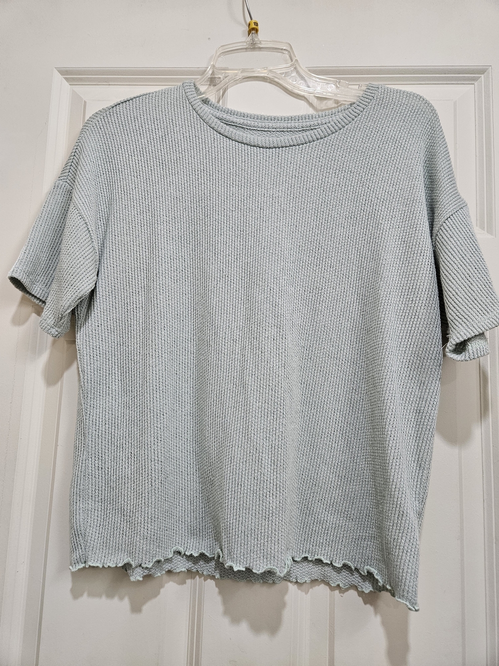 American Eagle Outfitters Light Blue Waffle Knit Short Sleeve Top